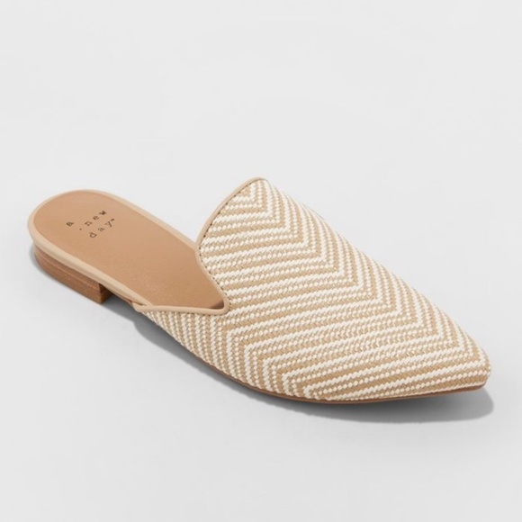 a new day Shoes - A NEW DAY Rachel Chevron Woven Mules Flats 6.5